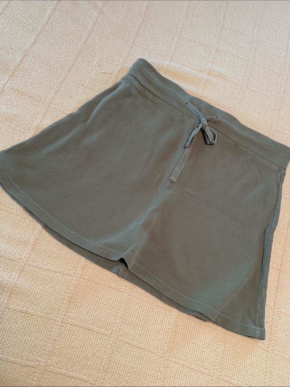 Brandy Melville Olive Green Waffle Knit Drawstring Skirt